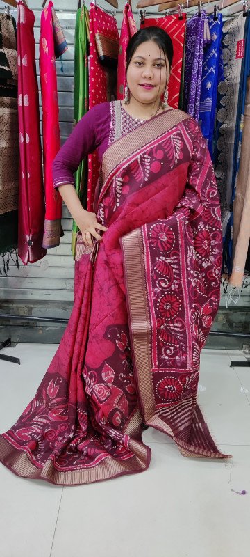 These Are Binni Silk Batik Saree With Bp