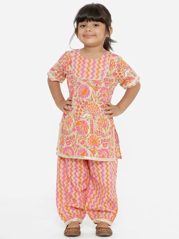 A Line Beige Color Cotton Kurta With Pyjama
