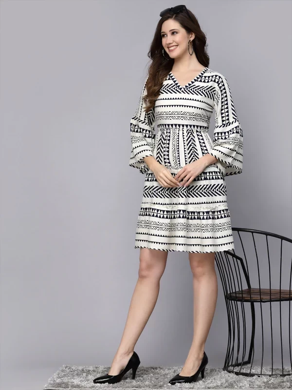 Printed Rayon Tiered Dress
