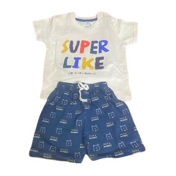 Light Pink Tshirt and Blue Half Pant For Baby Boys