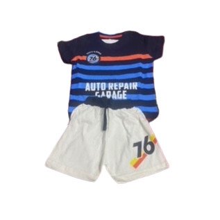 Black Tshirt And White Half Pant Set For Boy Babies - Pure Cotton