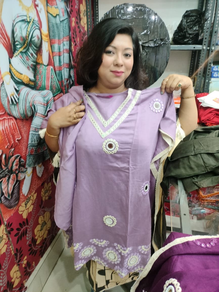 Light Mauve Kaftan Kurti with Pant