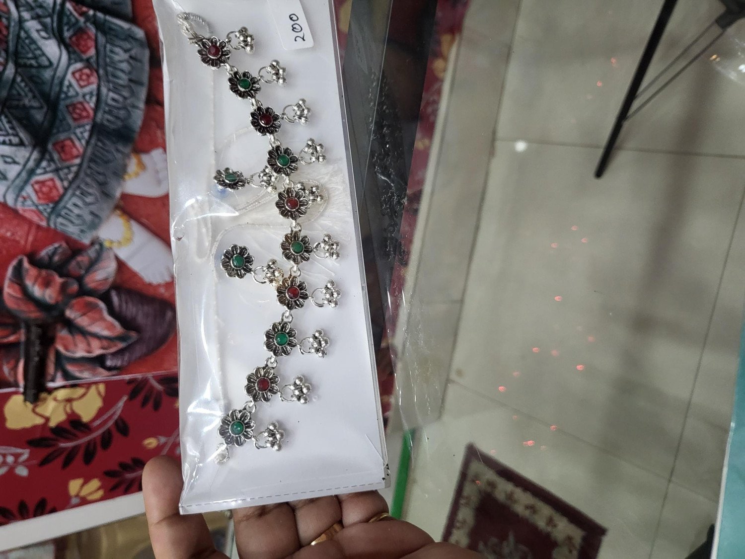 Multicoloured Small Oxidised Silver Set Artificial Jwellery