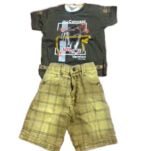 Green T-shirt And Light Green Half Pants For Boy Babies