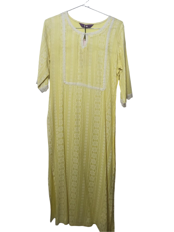 Women's Pure Cotton Light Yellow Kurti - Size S | Comfortable & Stylish