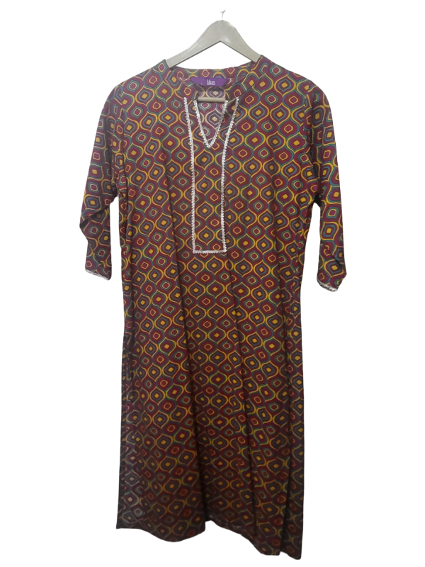Women's Pure Cotton Multicolour Collared Kurti