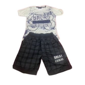 Grey Tshirt And Black Half Pant For Baby Boys